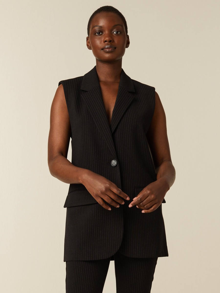 Tailleurs | Beaumont Amsterdam Tailleurs Anne Blazer Gilet-Pinstriped Black